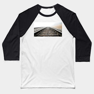 Railroad Tracks in the Fog Baseball T-Shirt